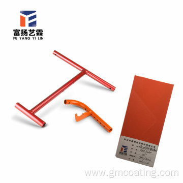 Bright orange spray powder coating for wheel spray